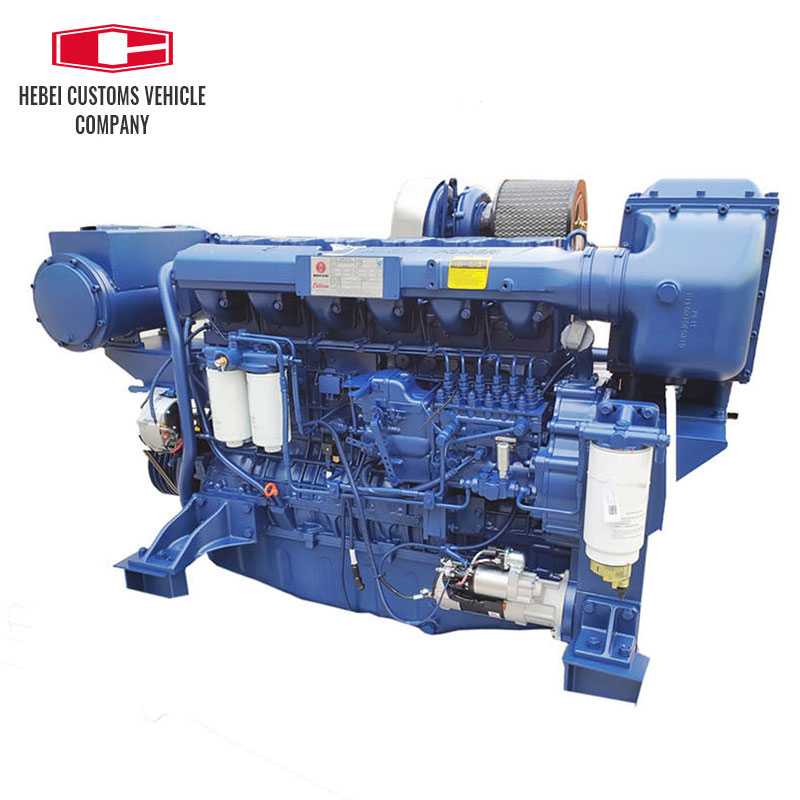 WD12C375-21 375hp 2100rpm motor diésel marino refrigerado por aire pequeño motor de barco refrigerado por aire barcos industriales con bomba de agua