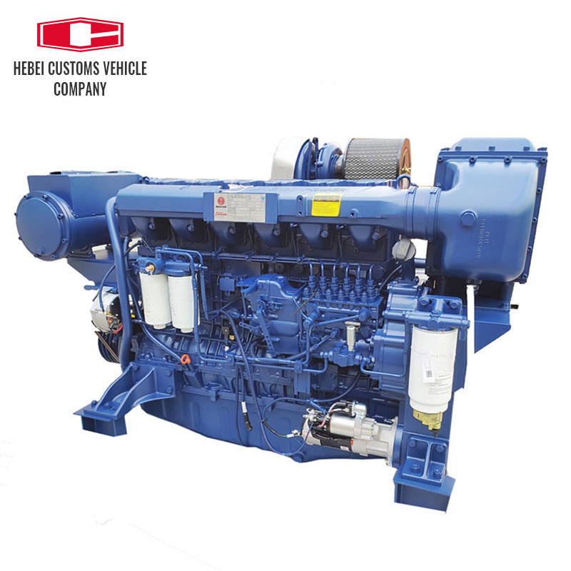 Motor diésel para barcos marinos de 4 tiempos, 6 cilindros, serie WD12, con caja de cambios avanzada, arranque eléctrico para barcos, exportador de motores diésel marinos refrigerados por agua