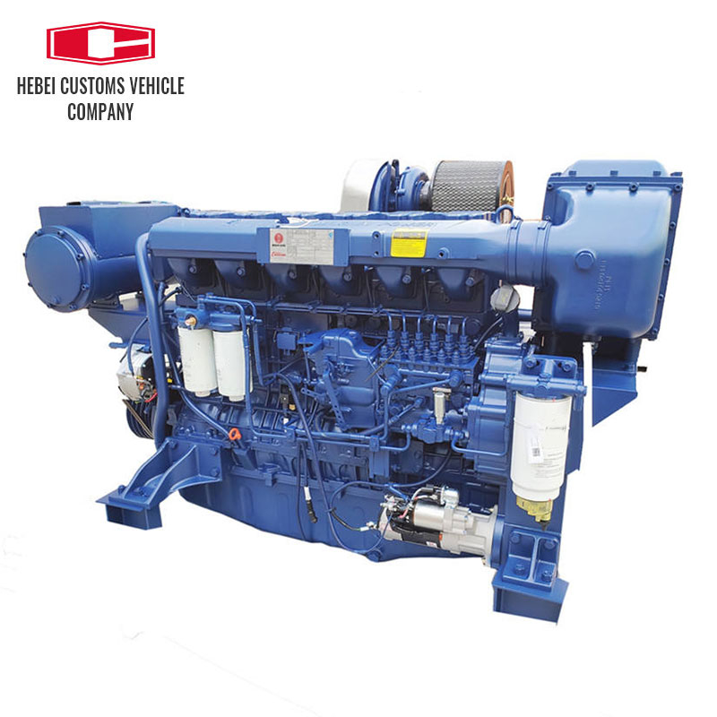 Motor diésel marino de 6 cilindros, maquinaria de WD12C400-21 de ingeniería refrigerada por agua, motor diésel marino para barcos industriales con bomba de agua