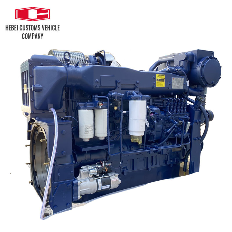 WD12C375-21 375hp 2100rpm motor diésel marino refrigerado por aire pequeño motor de barco refrigerado por aire barcos industriales con bomba de agua